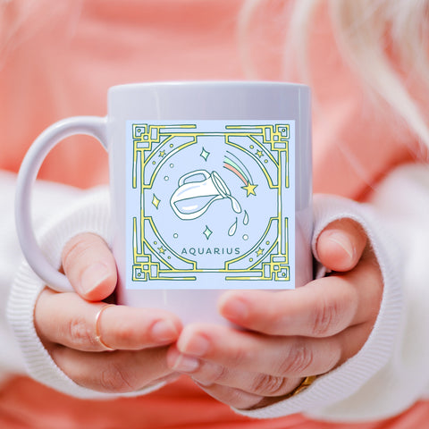 Aquarius 11 ounce pastel illustration mug