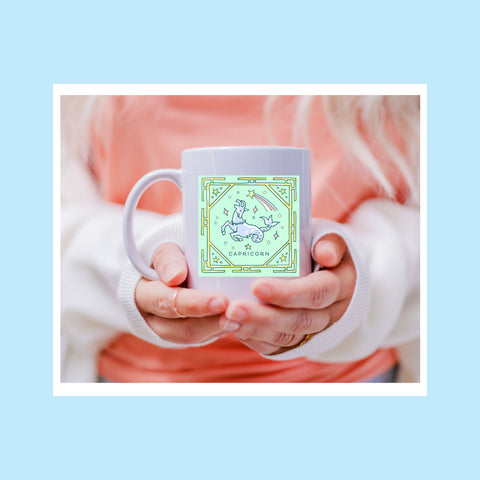 Capricorn 11 ounce pastel illustration mug