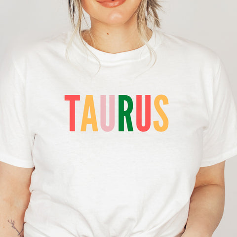 Taurus multi-color text shirt