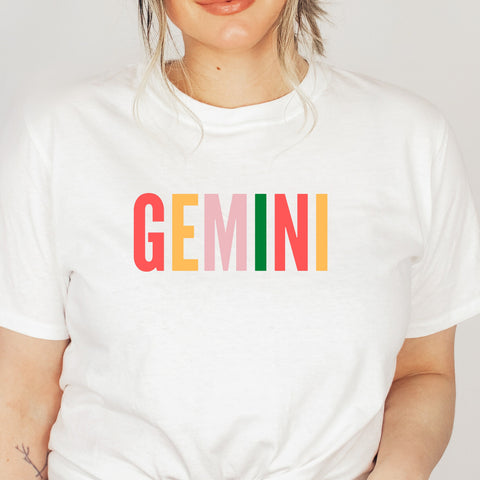 Gemini multi-color text shirt
