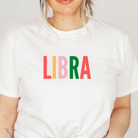 Libra multi-color text shirt