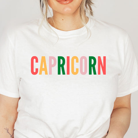 Capricorn multi-color text shirt