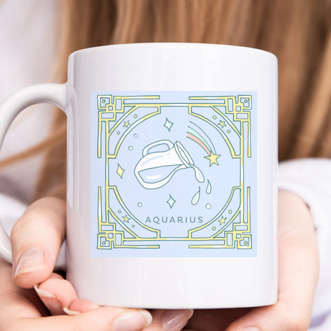 Aquarius 11 ounce pastel illustration mug