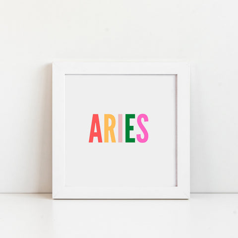 Aries multi-color text wall art