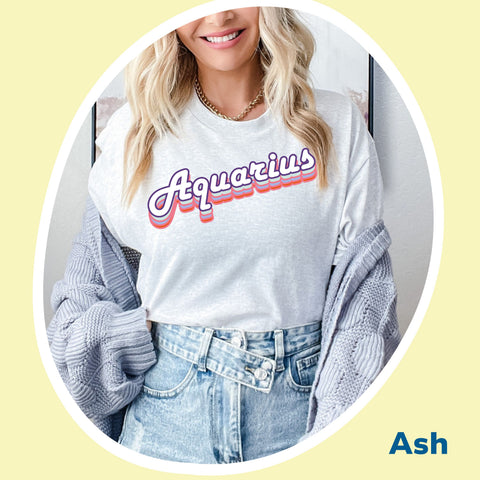 Aquarius retro drop shadow shirt