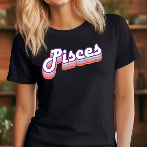 Pisces retro drop shadow shirt