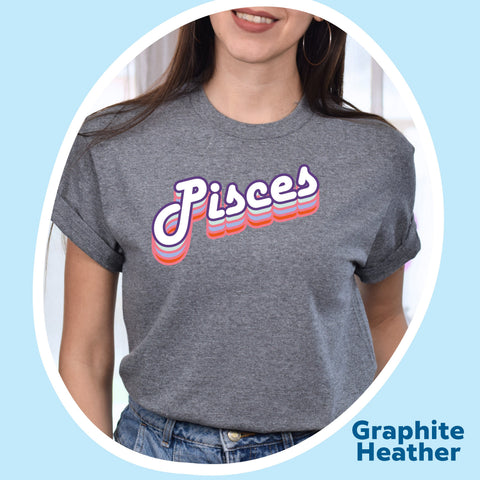 Pisces retro drop shadow shirt