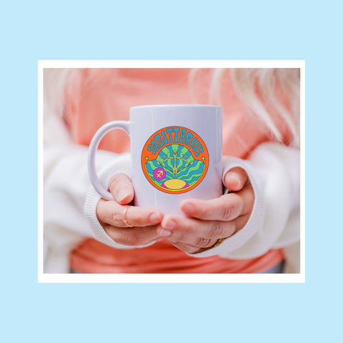 Sagittarius 11 ounce groovy mug