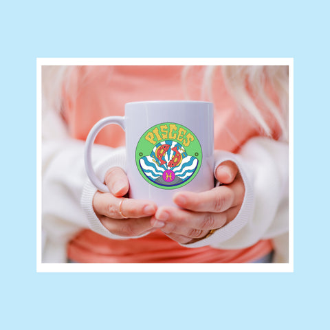 Pisces 11 ounce groovy mug
