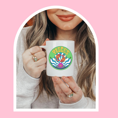 Pisces 11 ounce groovy mug