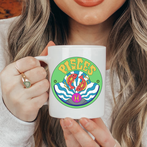 Pisces 11 ounce groovy mug