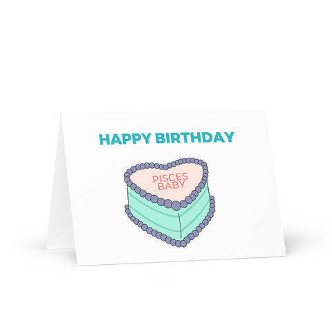 Pisces sign birthday cake card