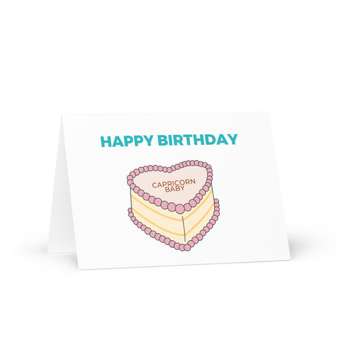 Capricorn sign birthday cake card