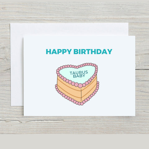 Taurus sign birthday cake card