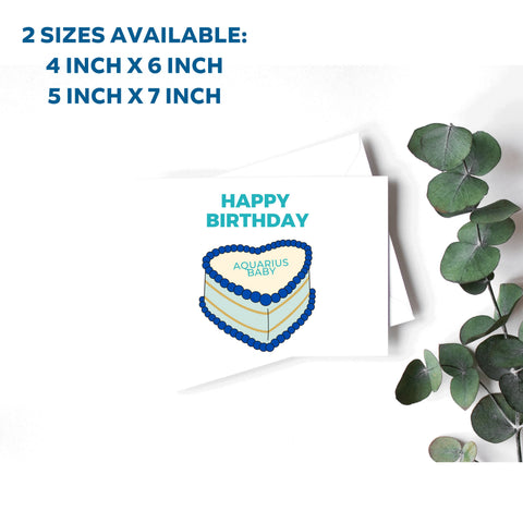 Aquarius sign birthday cake card