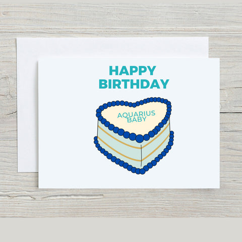 Aquarius sign birthday cake card