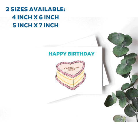 Capricorn sign birthday cake card