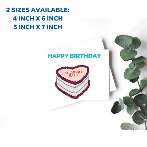 Scorpio sign birthday cake card