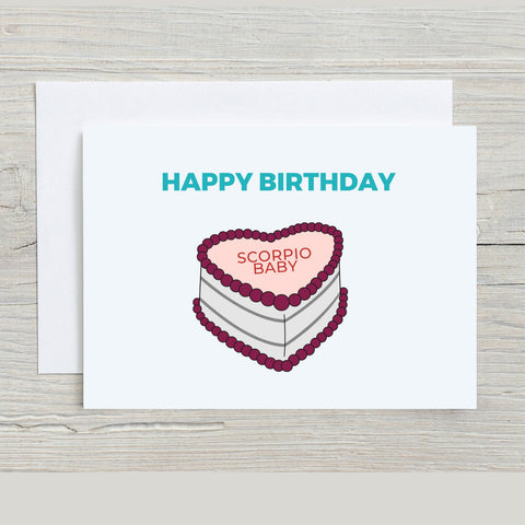 Scorpio sign birthday cake card