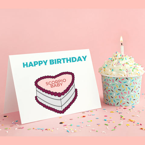 Scorpio sign birthday cake card