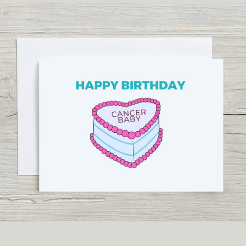 Cancer sign birthday cake card