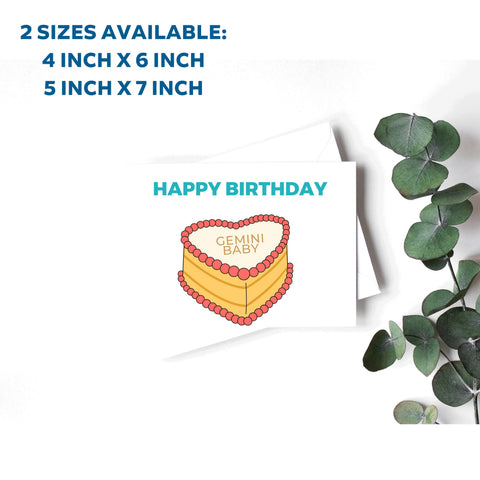 Gemini sign birthday cake card