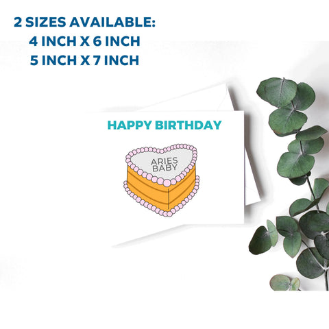 Aries sign birthday cake card