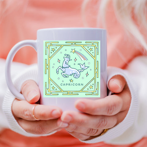 Capricorn 11 ounce pastel illustration mug
