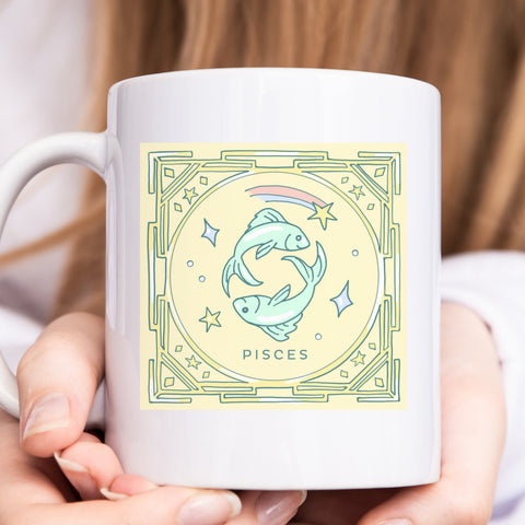 Pisces 11 ounce pastel illustration mug