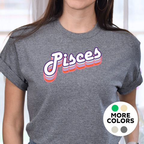 Pisces retro drop shadow shirt
