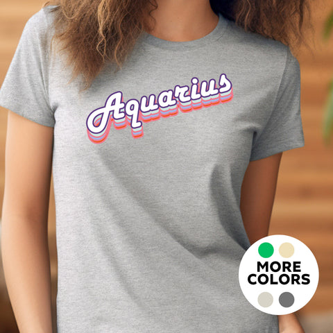 Aquarius retro drop shadow shirt