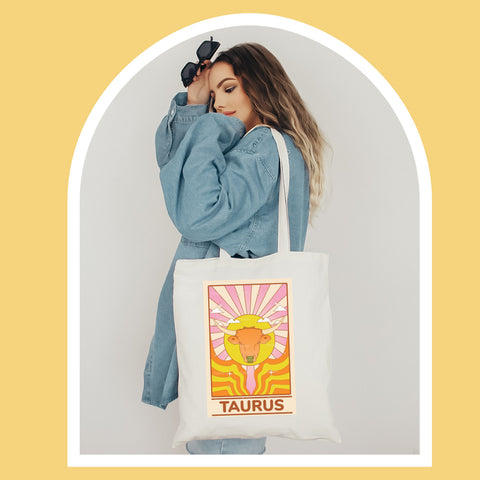 Taurus groovy tarot tote bag