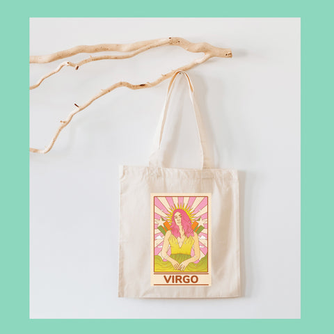 Virgo groovy tarot tote bag