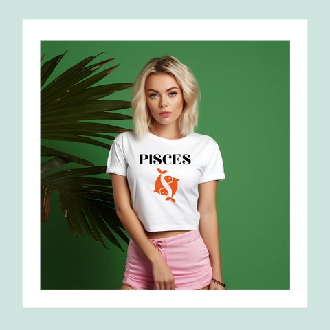 Pisces red symbol crop top