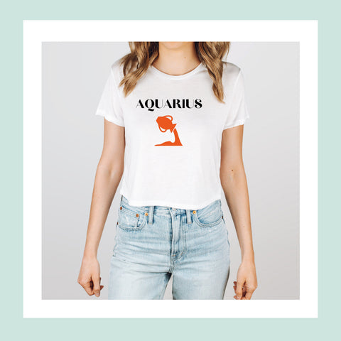Aquarius red symbol crop top