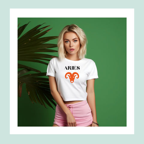 Aries red symbol crop top