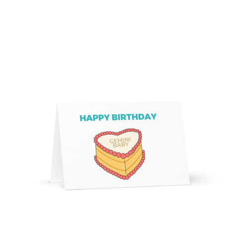 Gemini sign birthday cake card
