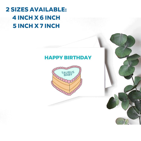 Taurus sign birthday cake card
