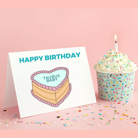 Taurus sign birthday cake card