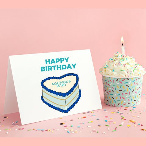 Aquarius sign birthday cake card