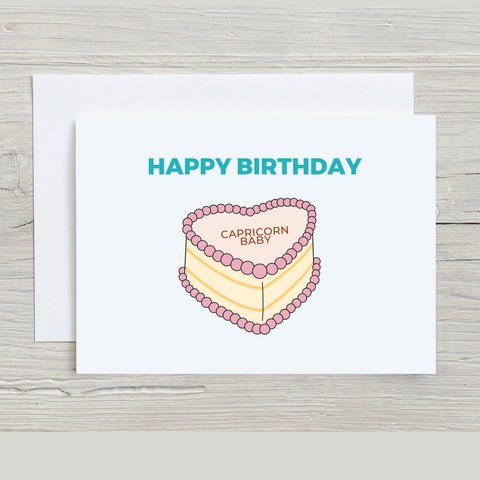 Capricorn sign birthday cake card