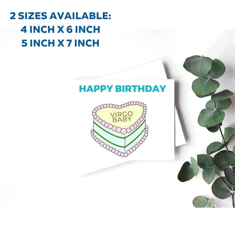 Virgo sign birthday cake card