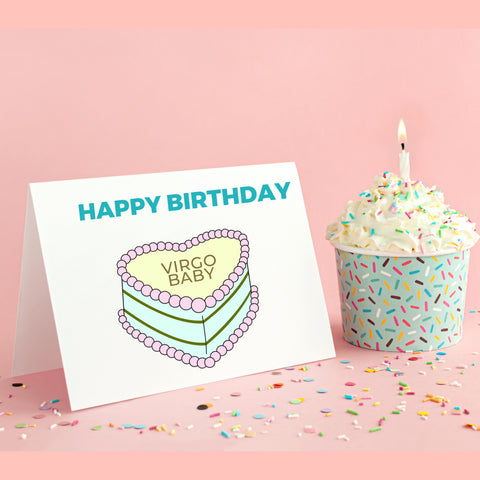 Virgo sign birthday cake card