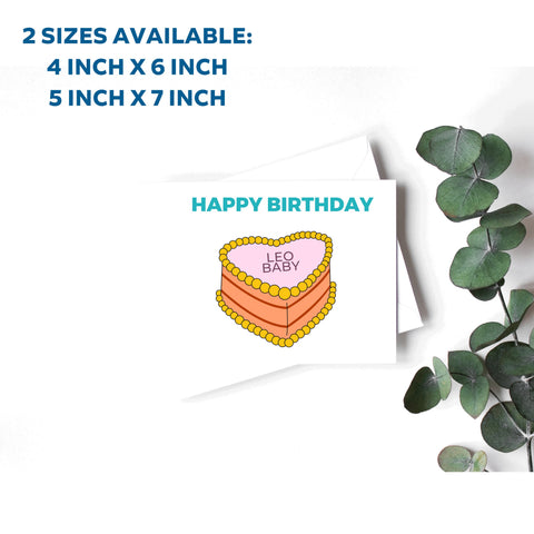 Leo sign birthday cake card