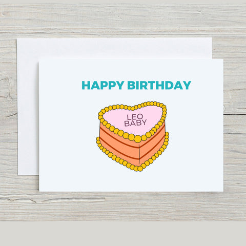 Leo sign birthday cake card