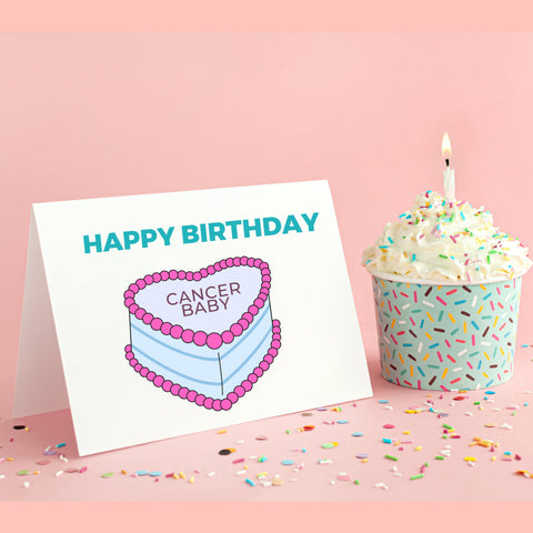 Cancer sign birthday cake card
