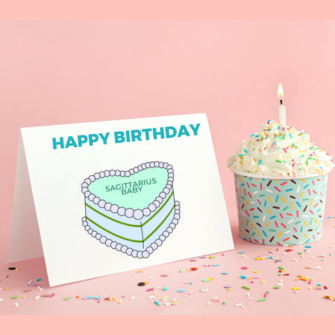 Sagittarius sign birthday cake card
