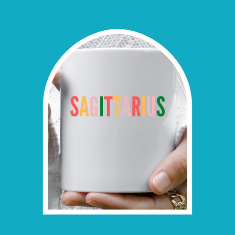 Sagittarius colorful text 11 ounce mug